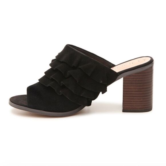 SOLE SOCIETY the FRANNIE Sandal Chunky Heel Open Toe Mules in Black Women's 9.5 - Picture 2 of 13